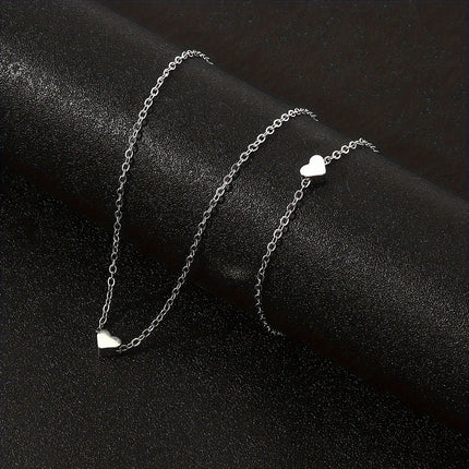 Peach Heart Chain Jewelry Set