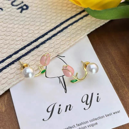 Pink Tulip Earrings