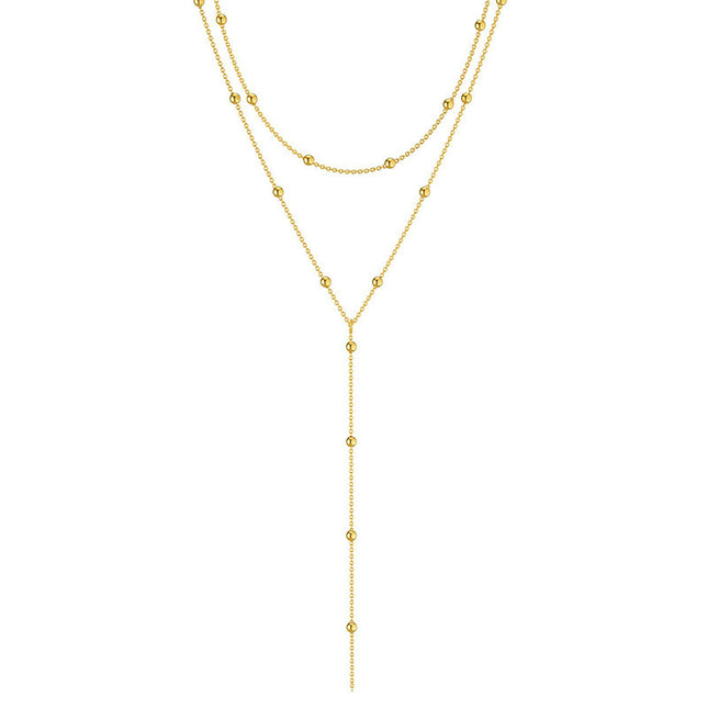 Layered Beaded Chain Drop Necklaces - FASHION SHEGOODS LLC