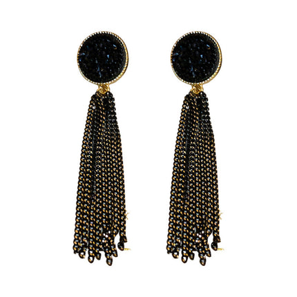 Long Crystal Tassel Dangle Earrings for Women