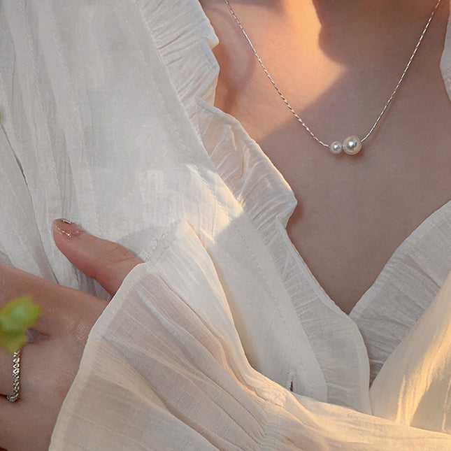 Glass Pearl Pendant Chain Necklaces - FASHION SHEGOODS LLC