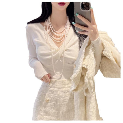 Long Beaded Layer Pearl Necklace - FASHION SHEGOODS LLC