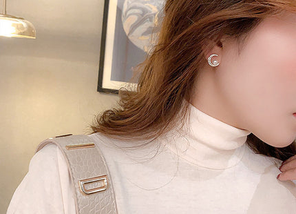 Pearl Studded Moon Earrings