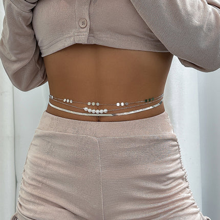 Sexy Imitated Pearl Flat Snake Waist Chains