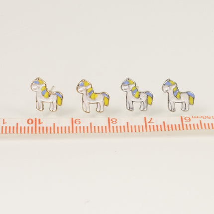 Colorful Unicorn Enamel Stud Earrings