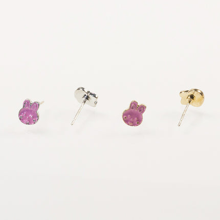 Cartoon bunny stud earrings set