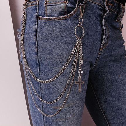 Geometric Multi-layer Waist Chain Hollow Cross Pants Chain Jewelry