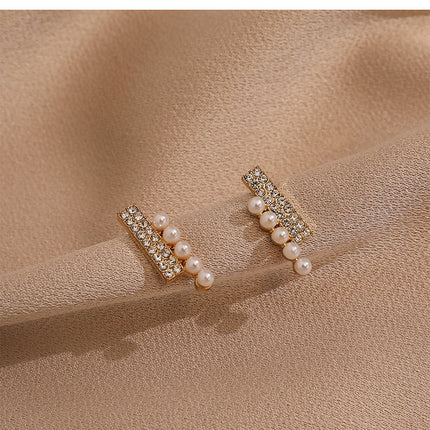 Double Layer Rhinestone Pearl Vintage Earrings