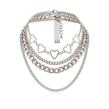 Layer Chain Heart Shaped Necklace for Women - FASHION SHEGOODS LLC