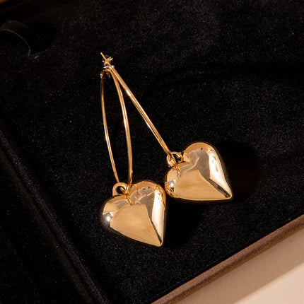 Big Large Heart Pendant Hoop Earrings