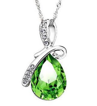 Colorful Crystal Water Drop Pendant Stone Necklace
