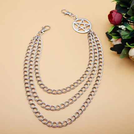 Punk Pants Chain Pentagram Keychains for Men Women Jean Trouser Biker Chains