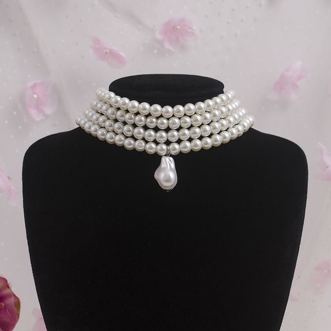 Multilayer Necklace Simple Pearl Choker Elegance Bridal Wedding Jewelry - FASHION SHEGOODS LLC