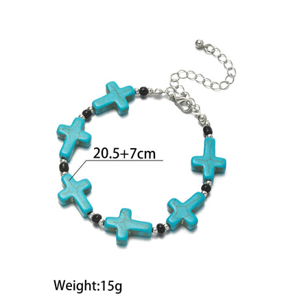 Turquoise Cross Stitching Bracelet