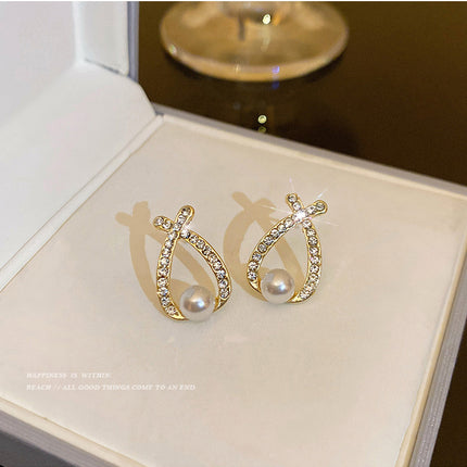 Elegant Cute Pearl Crystal Earrings