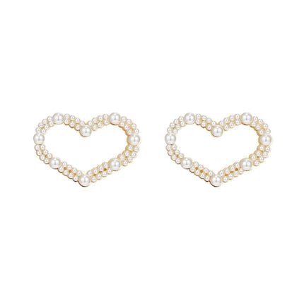 Vintage Pearl Heart Stud Earrings