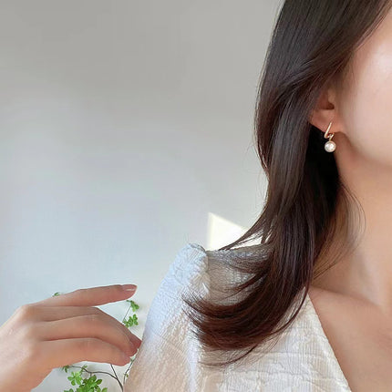 Twisted Rhinestone Pearl Earrings