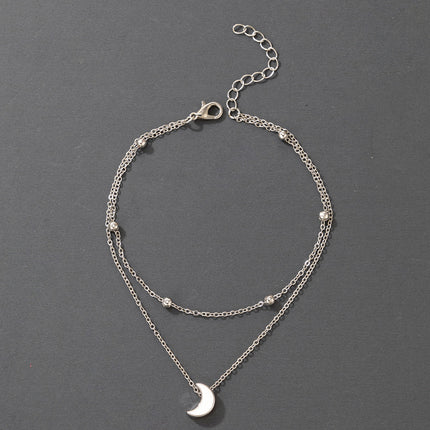 Bohemian Elegant Double Layer Beaded Moon Anklet Jewelry