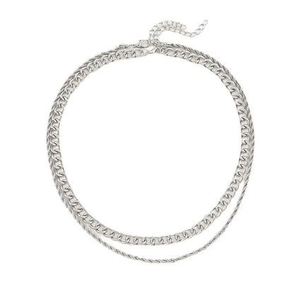 Men Hip Hop Jewelry Multi Double 2 Layers Chain Necklace