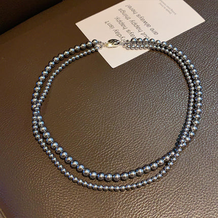 Layered Imitation Grey Pearl Beaded Necklaces - FASHION SHEGOODS LLC