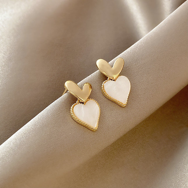 Small Double Heart Stud Earrings