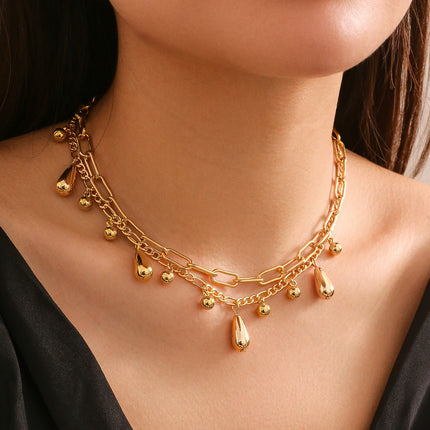 Hip Hop Droplet Bead Pendant Necklace Bracelet Set - FASHION SHEGOODS LLC