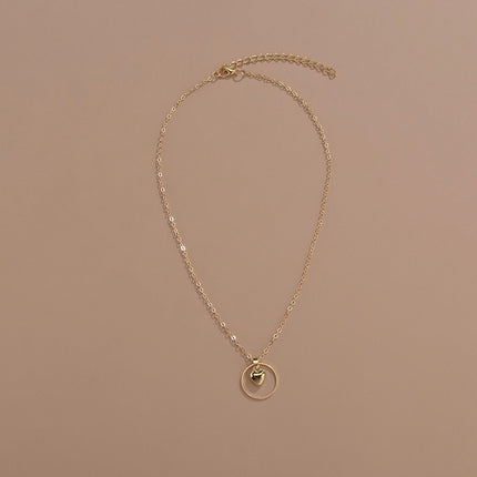 Circle Heart Charm Necklace