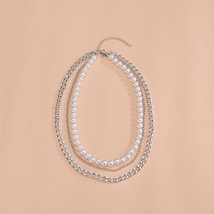 Multi-layer Pearl Chain Choker Necklace - FASHION SHEGOODS LLC