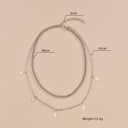 Layer Chain Lightning Pendant Choker Necklace - FASHION SHEGOODS LLC