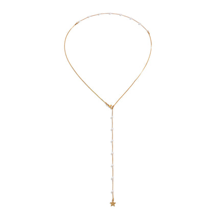 Double Layer Long Chain Pearl Necklace