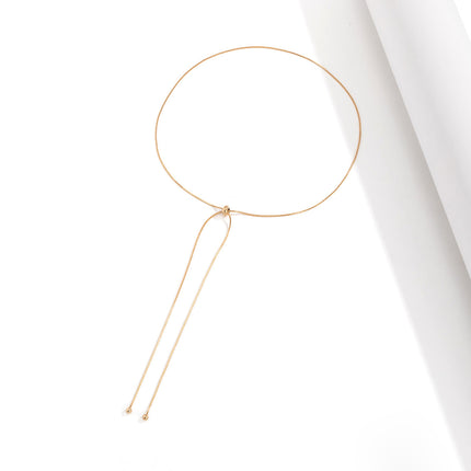 Metallic Long Chain Tassel Necklace Hand Jewelry - FASHION SHEGOODS LLC