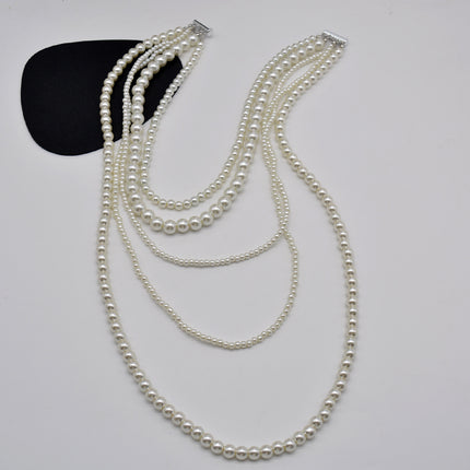 Ladies Multi Layer Necklace Pearl Bead Chain Design - FASHION SHEGOODS LLC