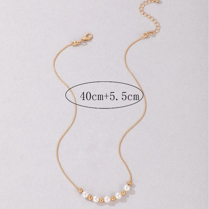 Thin Chain Necklace with Imitation Pearl