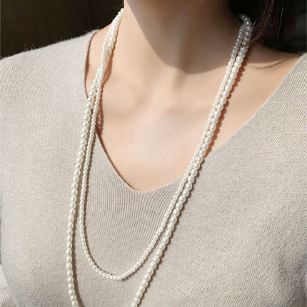 Glass Pearl Double Layer Stacking Choker Necklace - FASHION SHEGOODS LLC