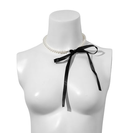 Long Black Velvet Ribbon Bow Choker - FASHION SHEGOODS LLC