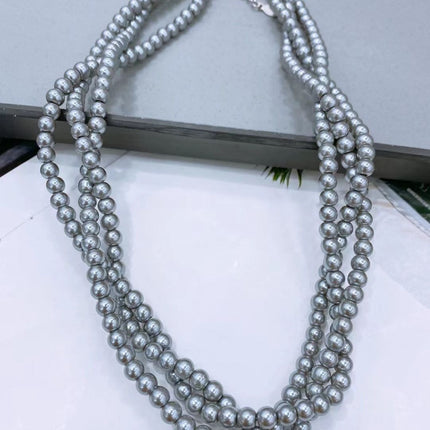 Gray Pearl Necklace Vintage Layer Choker - FASHION SHEGOODS LLC