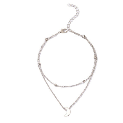 Bohemian Elegant Double Layer Beaded Moon Anklet Jewelry