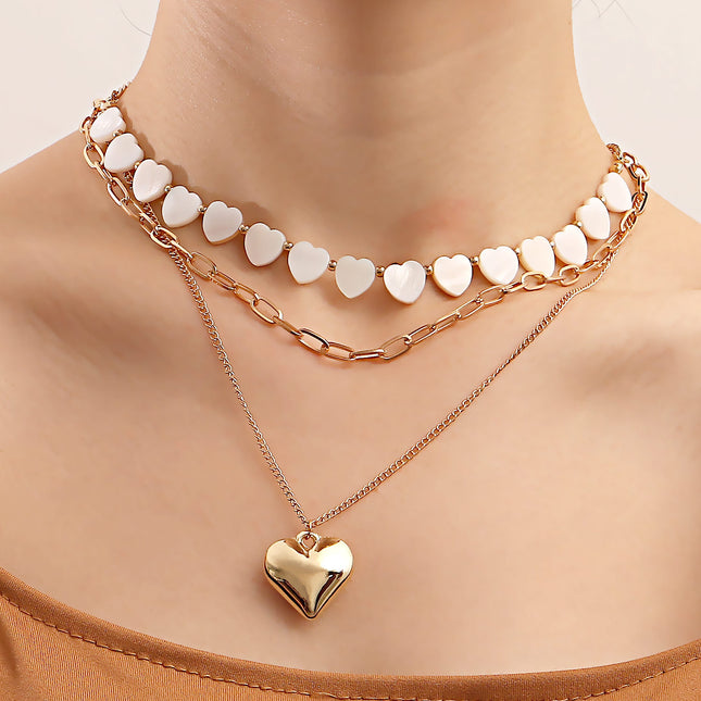 Baroque Style Imitation Pearl Peach Heart Necklace