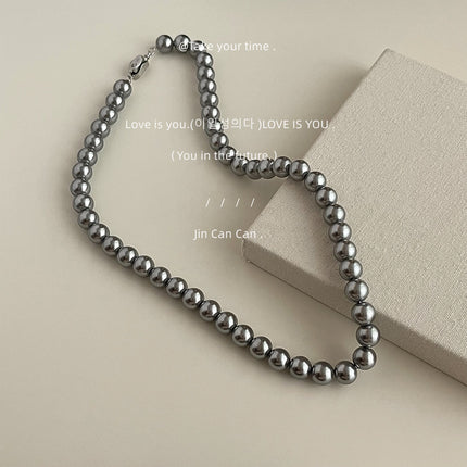 Gray Pearl Necklace Wedding Pearl Necklace for Brides - FASHION SHEGOODS LLC