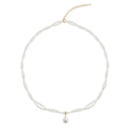 Layered Beaded Teardrop Tiny Pearl Necklace Charms - FASHION SHEGOODS LLC