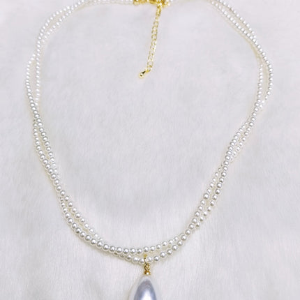 Double Layer Pearl Necklaces for Girl Water Drop Pearl Necklace