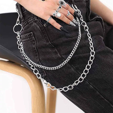 Hip Hop Pants Jean Chain Goth Punk Silver Trousers Chains