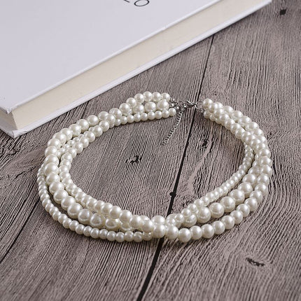 Multilayer Simulated Pearl Choker Necklace for Women - FASHION SHEGOODS LLC