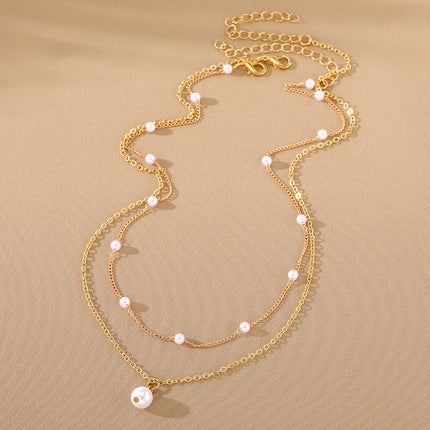 Pearl Tassel Pendant Necklace Double Layer