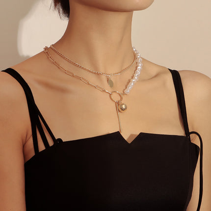 Vintage Baroque layer Chain Pearl Necklace