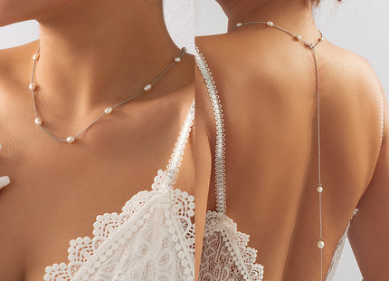 Long Tassel Back Chain Baroque Pearl Bead Necklace