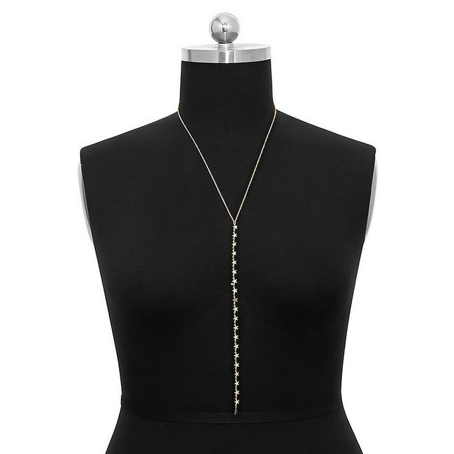 Round Beaded Star Tassel back Necklace