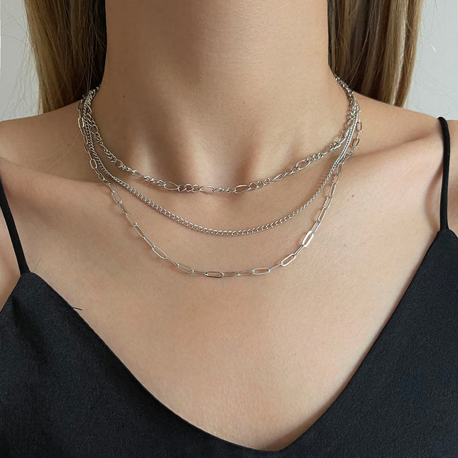 Paperclip Chain Layer Necklace for Women - FASHION SHEGOODS LLC