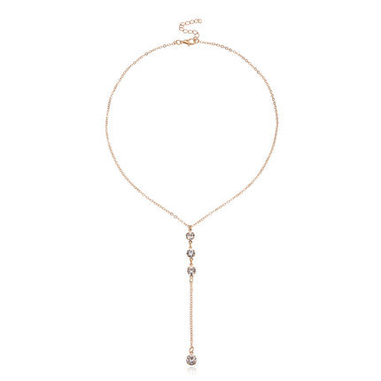Long Chain Zircon Charm Necklace for Women