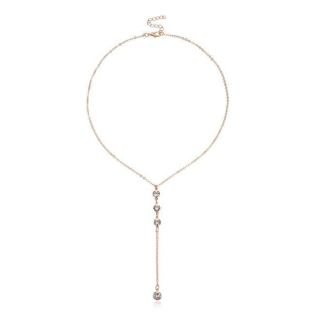 Long Chain Zircon Charm Necklace for Women